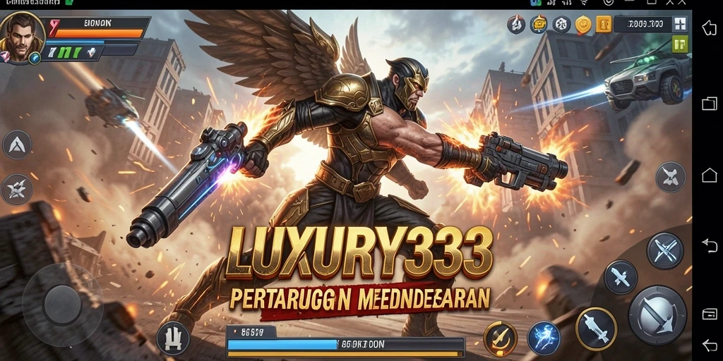 Screenshot utama LUXURY333 menampilkan aksi pertarungan yang intens dan mendebarkan.