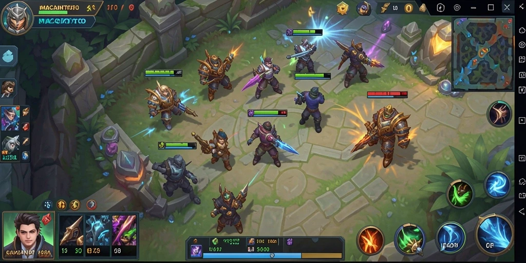 Tangkapan layar <strong>MACANTOTO</strong> yang menunjukkan aksi seru di arena pertempuran MOBA.