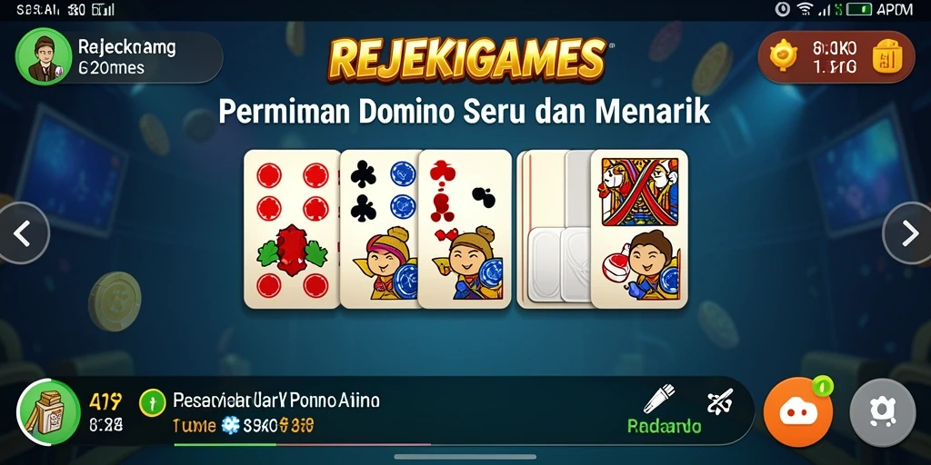 Tampilan gameplay seru dalam game Domino REJEKIGAMES.
